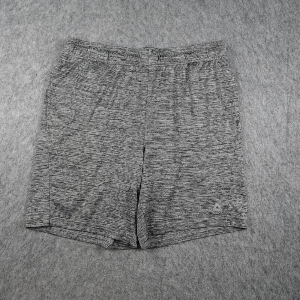 Reebok Shorts Men Large Gray Heathered Performance Athletic Gym Training Workout